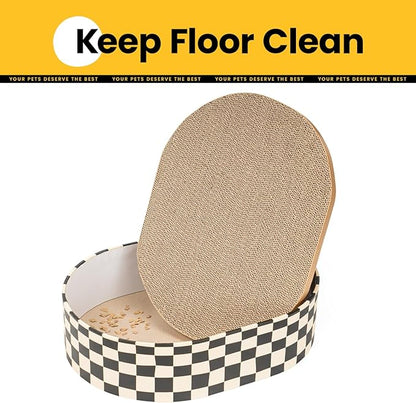 Cat Scratcher Box with 4 Cat Scratching Board Reversible Scratch Pad, Heavy Duty Corrugated Cardboard Pet Bed Lounger Kitty Scratchers for Indoor, Protects Furniture,Kittens Gifts-Large