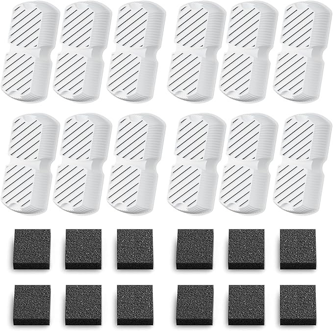 Pet Water Fountain Filters: 24 Dog Water Fountain Filters Replacement - Dog Fountain Filters - Including 12 Filters + 12 Sponges - Suitable for GROOKPET Pet Water Fountain