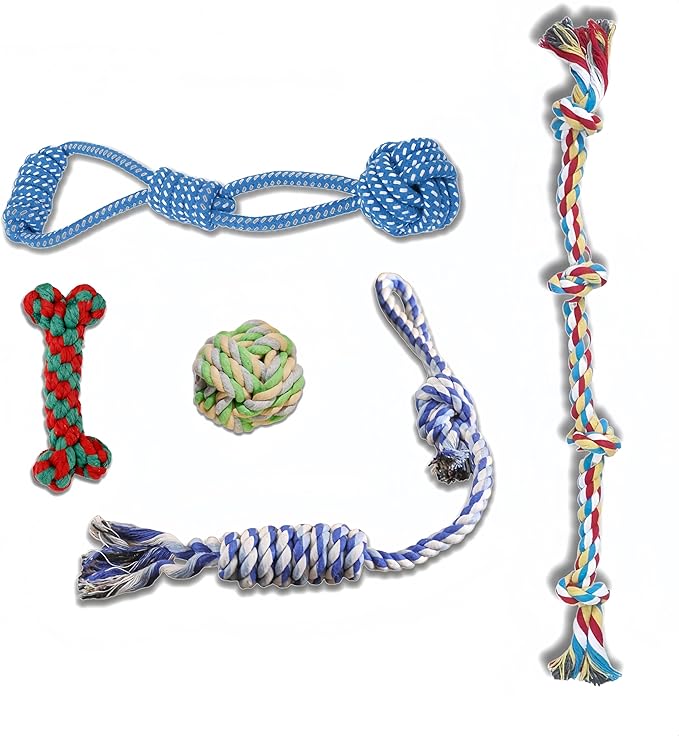 Heavy Duty Rope Toys for Dogs – 5-Pack Indestructible Cotton Dog Toys for Aggressive Chewers, Large & Medium Breed Puppy Dental Rope Tug Toys