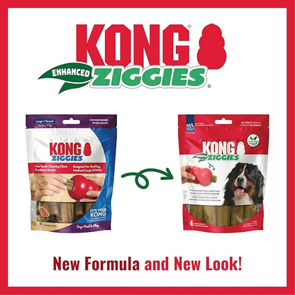 KONG Classic Toy & Enhanced Ziggies Treats Combo Pack - Durable Chew Toy for Dogs - with Enhanced Ziggies Treats - Dog Accessories for Fun & Health - for Large Dogs