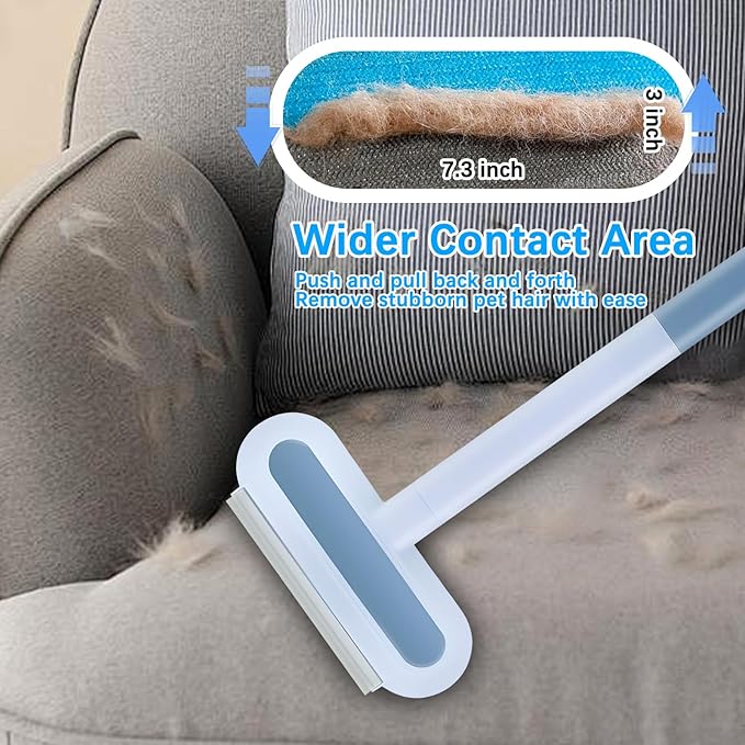 3-In-1 Pet Hair Remover Brush Set, Multifunctional Hair Removal Brush For Dogs And Cats, Reusable Lint Roller With Cleaning Comb, Blue