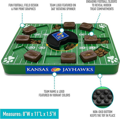 NCAA Puzzle Toy Slow Feeder, Puzzle Treat Dog Toy, Interactive Dog Treat Toy, Dog Puzzle Feeding Slow Toy (Kansas Jayhawks)