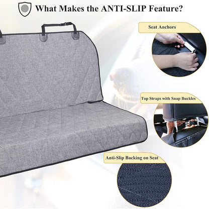 VIVAGLORY Dog Seat Covers, Dog Backseat Cover Pet Bench Protectors with Anti-Slip Backing, Back Seats Cover Rear Seat Covers Car Seat Cover for Dogs, Heather Black, 46" L * 52" W