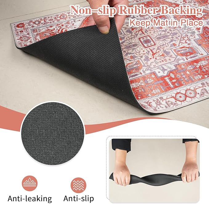 famibay Dog Food Mat, Absorbent Cat Dog Mats for Food and Water, No Stains Quick Dry Pet Cat Bowl Mats with Non Slip Backing, Boho Pet Feeding Mat for Floor Waterproof 12"x20"