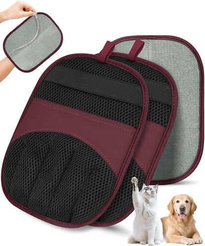 2 Pack Pet Hair Removal Glove - Electrostatic Magic Brush Gloves Pet Hair for Dogs and Cats, The Magic Brush Pure Path Yomi Pet Grooming Needs, Fur Remover for Furniture, Clothes, Car Seats (Red)