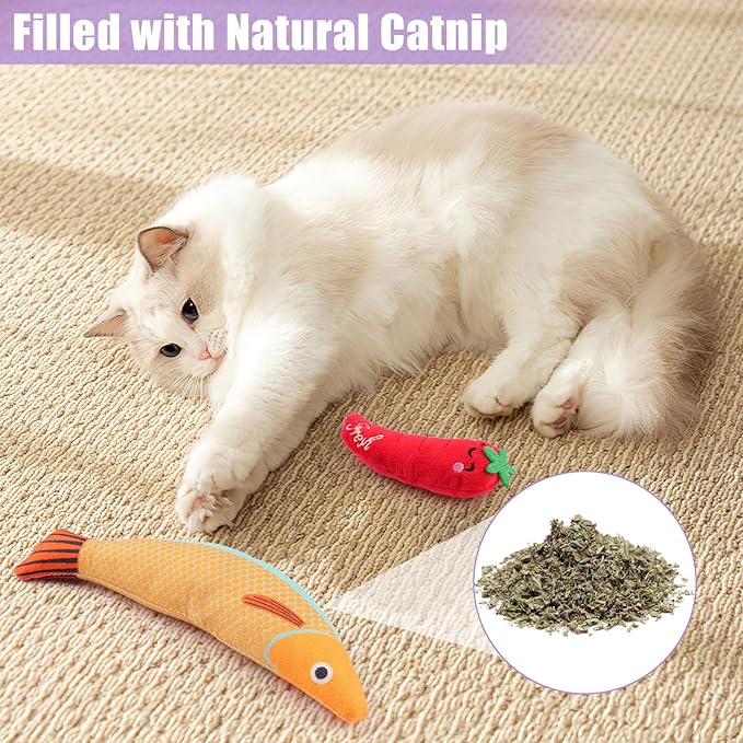 6 Pack Cat Toys, Catnip Toys for Cats, Cat Toys Interactive for Bored Indoor Adult Cats, Kittens, Kitty Exercise, Crinkle Sound