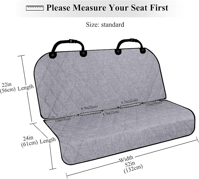 VIVAGLORY Dog Seat Covers, Dog Backseat Cover Pet Bench Protectors with Anti-Slip Backing, Back Seats Cover Rear Seat Covers Car Seat Cover for Dogs, Heather Black, 46" L * 52" W
