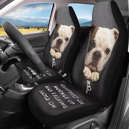 Funny Pug Print Car Seat Covers for Front Seats Dog Funny Car Accessories for Women Men Washable and Breathable Car Seat Cover Set of 2 for Trucks SUV Sedans