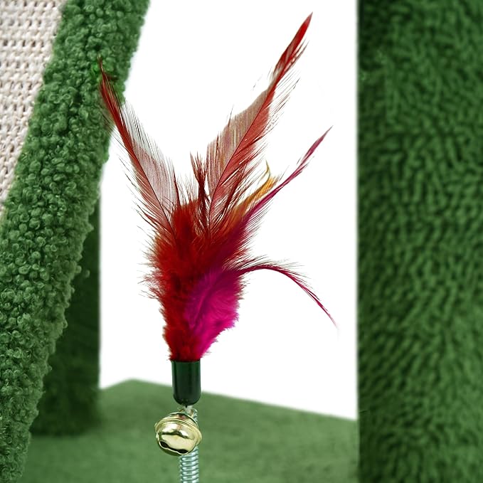 TWDEPART Cactus Cat Tree Tower with Cat Scratching Post for Indoor Cats,Activity Centre Climbing Tree Cat Furniture with Playful Toy Balls,Green