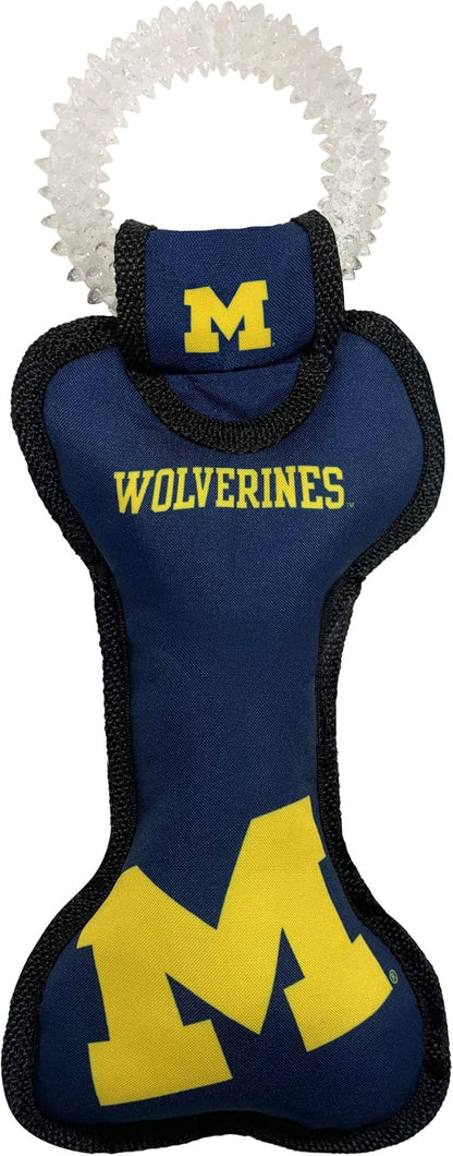 Pets First NCAA Michigan Wolverines Dental Dog TUG Toy with Squeaker. Tough PET Toy for Healthy Fun, Teething & Cleaning Pets Teeth & Gum
