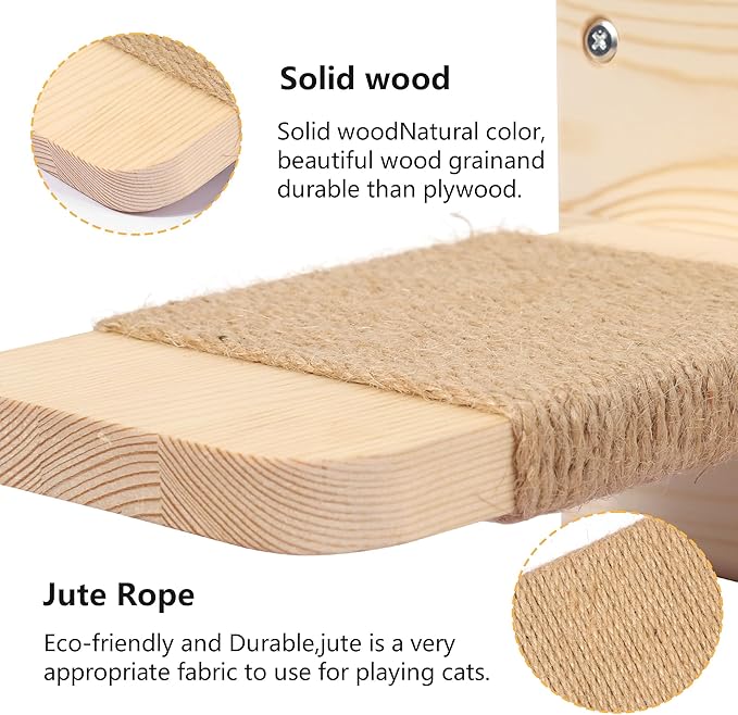 Wall-Mounted Cat Furniture with Double Hammock & Sisal Steps – Vertical Multi-Level Activity Center for Cats – Cozy Indoor Climbing Shelf, Perch, Playground & Scratching Steps