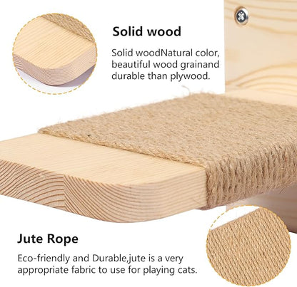 Wall-Mounted Cat Furniture with Double Hammock & Sisal Steps – Vertical Multi-Level Activity Center for Cats – Cozy Indoor Climbing Shelf, Perch, Playground & Scratching Steps