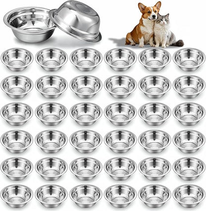 36 Pcs Stainless Steel Dog Bowls, 10 oz Metal Pet Food and Water Bowls, Dishwasher Safe Feeder Replacement Bowl for Kennel Crate