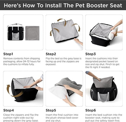 Lesure Small Dog Car Seat for Small Dogs - Soft Dog Booster Seat for Car with Storage Pocket and Clip-On Safety Leash and Thickened Memory Foam Filling, Pet Travel Carrier Bed Strawberry Cream