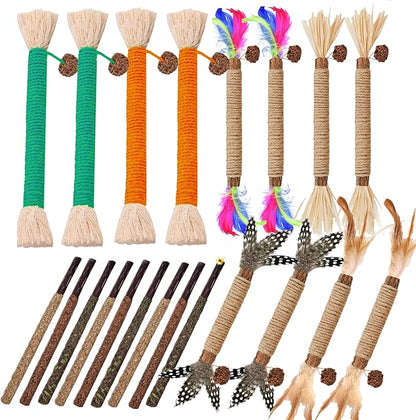 Cat Toys 21Pack Silvervine Chew Stick Kitten Treat Catnip Toy Kitty Natural Stuff Catnip Matatabi for Cleaning Teeth Indoor Dental Snack Interactive