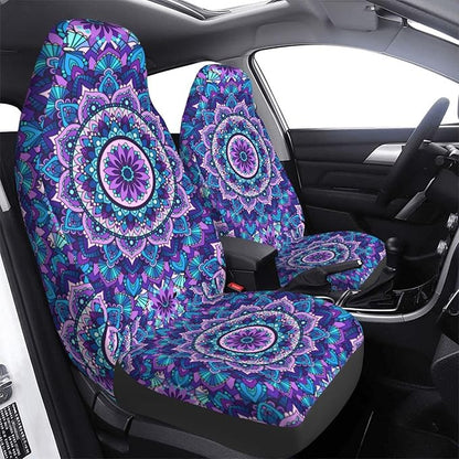 Foruidea Bohemian Style Mandala Print Car Seat Covers Universal 2 Pcs Auto Front Seat Cover Fit Most Cars,SUV,Sedan,Trucks