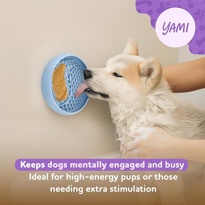 YAMI Dog Lick Bowl, Lick Mat for Dogs, Wet Food Cat Slow Feeder, Freeze Bowl, Enrichment & Puzzle Toy for Anxiety Relief, Food-Grade Silicone, Suction Cups, Dishwasher Fit, for All Breed (Light Blue)