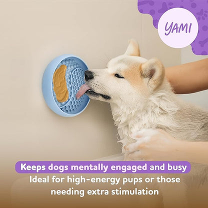 YAMI Dog Lick Bowl, Lick Mat for Dogs, Wet Food Cat Slow Feeder, Freeze Bowl, Enrichment & Puzzle Toy for Anxiety Relief, Food-Grade Silicone, Suction Cups, Dishwasher Fit, for All Breed (Light Blue)