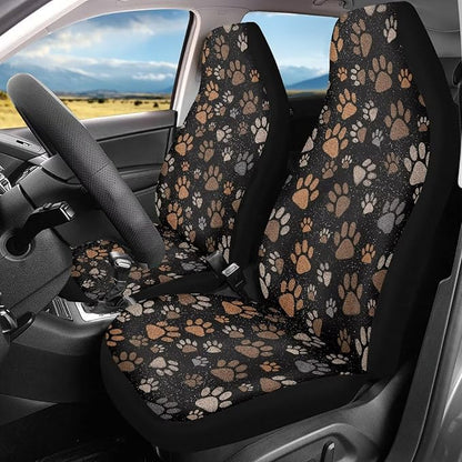 Dreaweet Dog Paw Print Seat Covers for Cars SUV 2 Piece Cute Car Accessories for Pet Lover Washable Front Car Seat Cover Universal Fit SUV Sedan Trucks