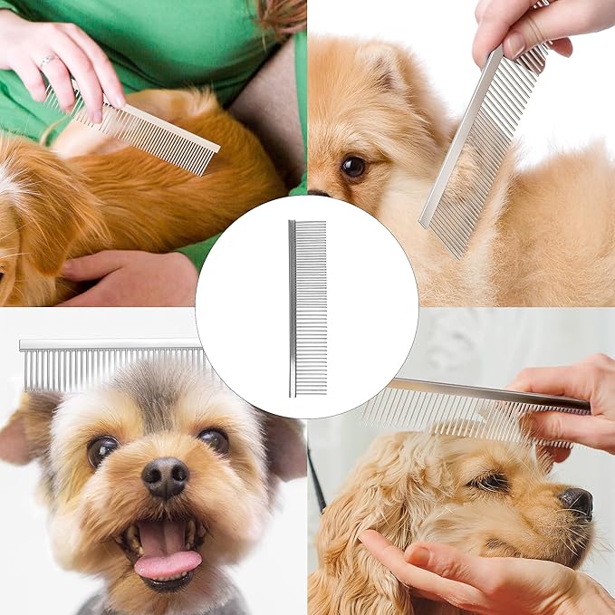 Wahl Metal Pet Comb, Stainless Steel Dog and Cat Comb, Rust Resistant Comb, Grooming Tools for Dogs, Fur Detangling Tool for Pets, Metal Combs for Thick Coats