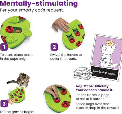 Catstages Nina Ottosson Buggin' Out Puzzle & Play – Interactive Cat Puzzle Feeder for Indoor Cats, 16 Hidden Treat Compartments, Slow Feeder, Durable & Easy-Clean, 13in x 9.5in