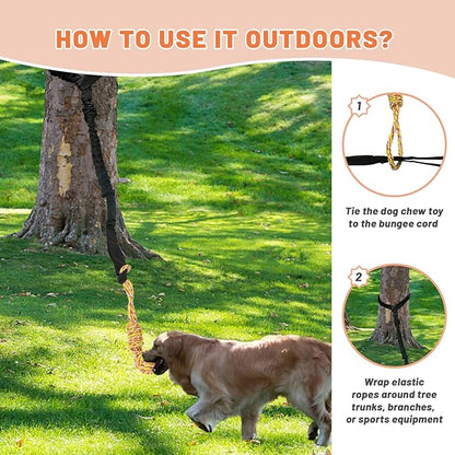 Interactive Dog Bungee Toy Rope Tug War for Pitbull Small Medium Large Dogs, Indoor/Outdoor Tree Hanging Toy for Exercise Solo Play,Spring Pole Interactive Toys with 3 Chew Rope