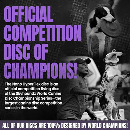 Hyperflite Nano Hyperflex Disc Dog Disc 4” (24g) | Official Skyhoundz Mini Flying Disc for Small Dogs & Puppies | Long-Flying, Lightweight Chase Dog Toy for Backyard, & Beach | Anti-Glare - Purple