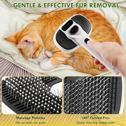 deaunbr Pet Steam Brush for Cat and Dog,4-in-1 Grooming Tool with 2 Water Spray,Cat Hair Brush for Long & Short Haired Pets,Dog Brush for Shedding Easy to Clean