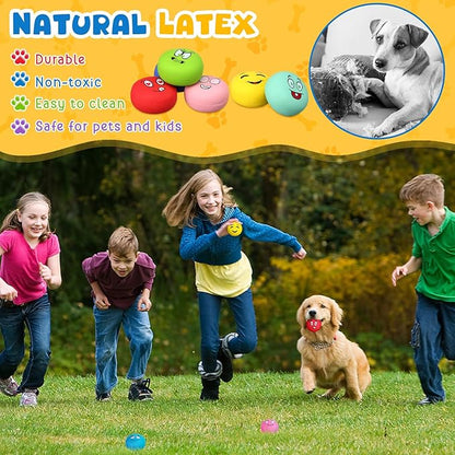 Hungdao 10 Pack Dog Squeaky Toys Soft Latex Squeaky Toys Small Balls Interactive Pet Chewing for Puppy Training Interactive Fetch Play Supplies (Dog)