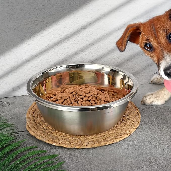 10 Count 8-Inch Stainless Dog Bowls, Dishwasher Safe Feeding and Water Dishes, Rust-Proof Metal for Multiple Dogs, Indoor and Outdoor Use