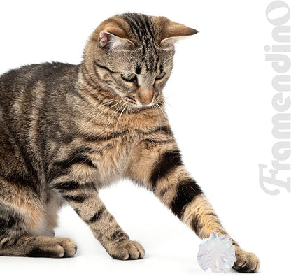 Framendino, 20 Pack Dye Free Cat Crinkle Balls, 2 Inches Mylar Shiny Balls Chew and Chase Lightweight for Indoor Cats to Keep Fit Active