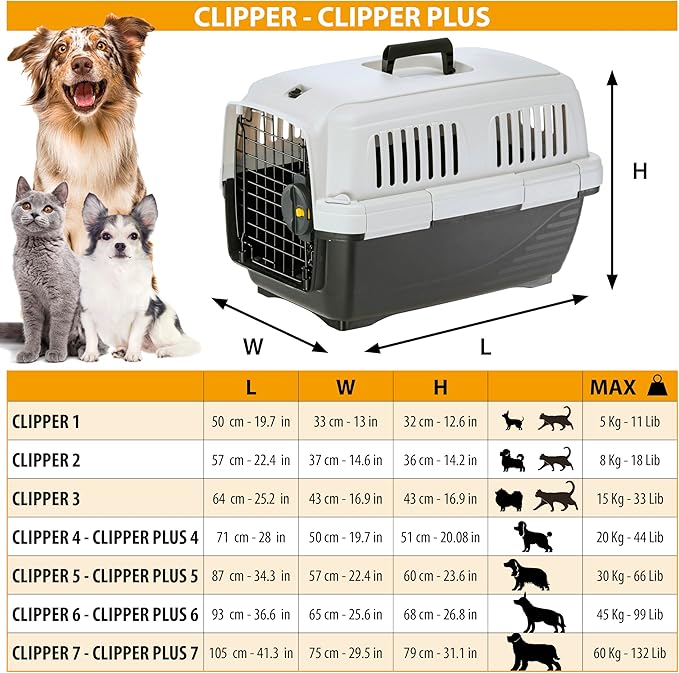 Ferplast Clipper Plus 4-7 Dog Carrier for Medium to Large Dogs. With Object Compartments and Pull-Out Handle