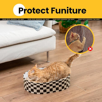 Cat Scratcher Box with 4 Cat Scratching Board Reversible Scratch Pad, Heavy Duty Corrugated Cardboard Pet Bed Lounger Kitty Scratchers for Indoor, Protects Furniture,Kittens Gifts-Large
