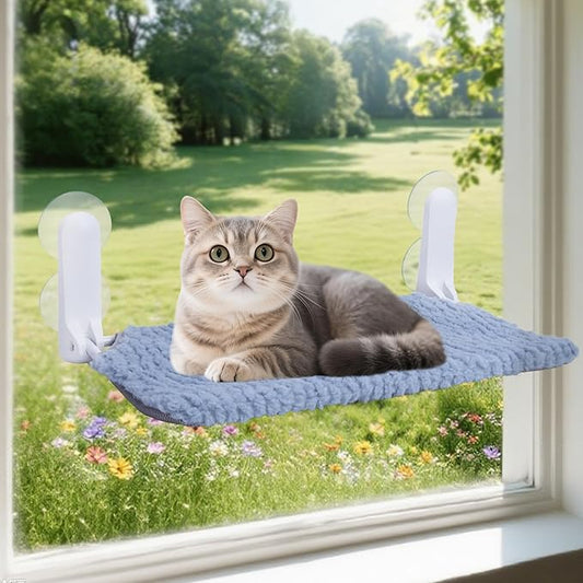 Cat Window Perch, Easy Install Bracket, Portable Wall Hammock for Indoor Cat, Light Blue