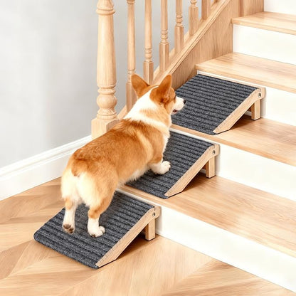 3 Pack Dog Ramp for Stairs, Anti-Slip Pet Step for Small Dogs with Soft Carpet Surface, Folding Portable Indoor/Outdoor Pet Steps for Stairs, Dog Stairs for Senior/Arthritis Dogs (Pet Firendly)