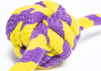 Roscoe's Pet Products Braided Rope Ball with Two Knots Toy for Dogs. Safe and Non-Toxic