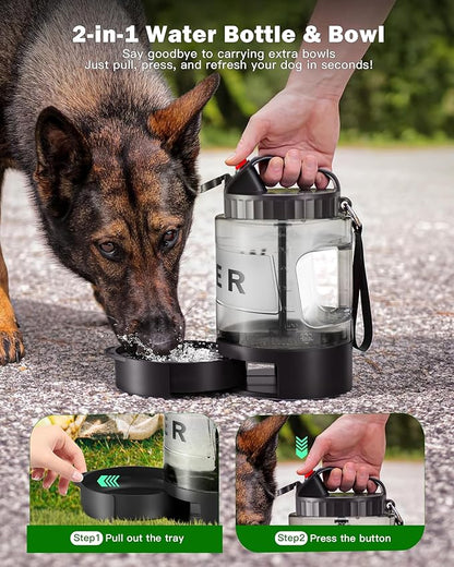 SwSun 77oz Large Dog Water Bottle, Portable Dog Travel Water Dispenser with Pull-Out Bowl, Ideal for Hiking, Camping, Dog Parks, Leak-Proof BPA-Free Outdoor Dog Water Bottle for Large Dogs,Black