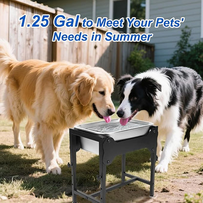 YUEPET 1.25 Gallon Elevated Dog Water Bowl for Medium Large Dogs Stainless Steel Dog Bowl with 4 Heights Adjustable Metal Anti-Slip Stand Pet Bowl for Joint Pressure Relief Indoor Outdoor Use