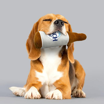 design LAB, Inc. Busch Light Beer Dog Toy | Official Merchandise Beer Bottle Squeaky Plush Toy for Dogs | 10 inch Small Novelty Dog Toys for Fun and Fetch