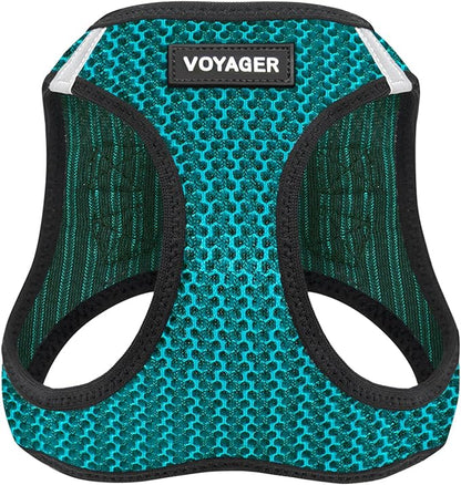 Best Pet Supplies - All Weather Mesh/Plush, Reflective, No Pull Harness for Small, Medium Dogs, Cats - Secure with Hook & Loop Fastener, Buckle, Double D-Rings - Turquoise 2-Tone, L