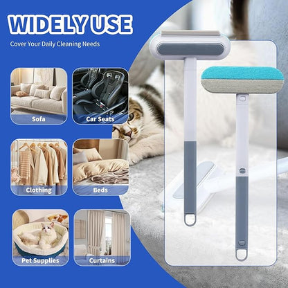 Cat Hair Remover 4-in-1 Multi-Functional Brush Double-Sided, Reusable & Washable Lint Cleaner for Dog and Cat Hair Gentle on Furniture, Sofa, Carpets, Clothing, Pet Beds - 17" Long Handle (2026 New)
