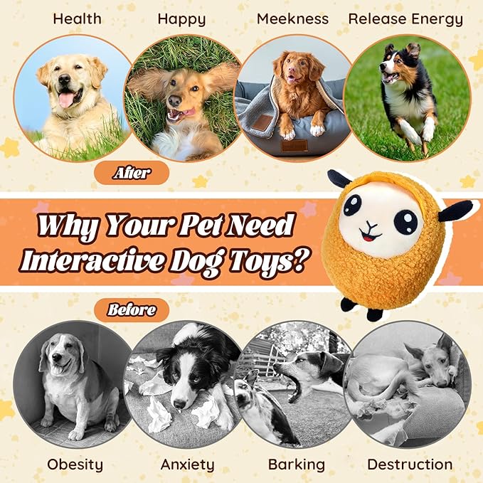 Moving Dog Toys, 2026 Upgraded Jumping Squeaky Moving Dog Ball, Rechargeable Plush Chew Toys for Small/Medium/Large Dogs (Orange)