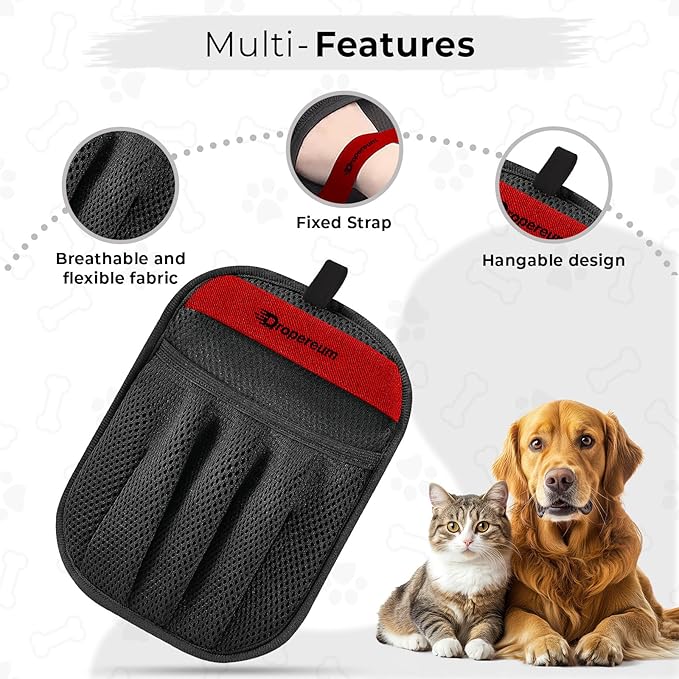 Pet Hair Removal Glove – Reusable Electrostatic Pet Hair Removal Mitt for Couch, Carpet, Car Seat & Laundry – Cat & Dog Fur Cleaning Tool for Furniture (Pack of 1)