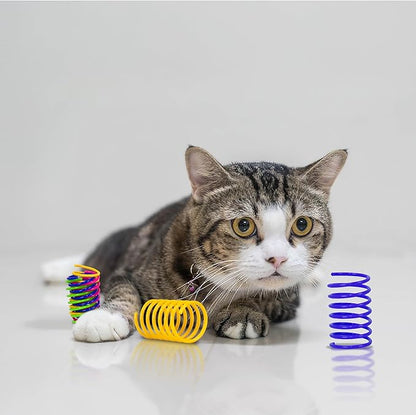 Cat Spring Toy, 60 Pcs Kittens Toys Plastic Colorful Coil Spiral Springs for Swatting, Biting, Hunting, and Active Healthy Play Interactive Cat Toys Indoor Cats