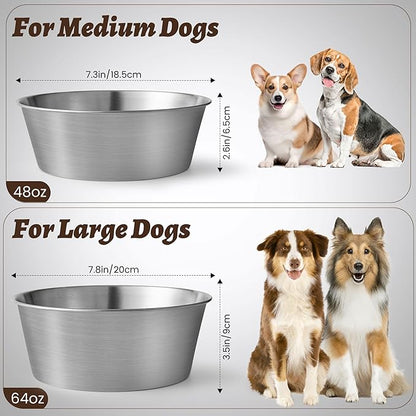 Heavy-Duty Stainless Steel Dog Bowl - Food Grade 304, Rustproof & BPA Free - Easy to Clean, Dishwasher Safe -Medium (48oz, 6 Cups) for Dogs 40-80lbs