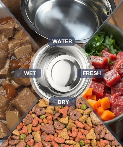 3 Pack Stainless Steel Dog Bowls, Thickened Large Capacity Pet Food & Water Dishes for Small Medium Large Dogs, Dishwasher Safe (8.6 Inch)