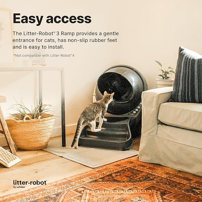 Litter-Robot 3 Ramp by Whisker, Grey - Cat Ramp for Litter Tray, Custom Fit for Litter-Robot 3, Reduces Tracking, Suitable for Small & Older Cats, Made in USA