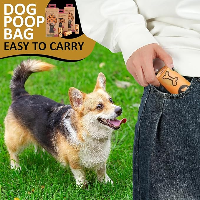 MEADOWS & MUTTS Compostable Dog Poop Bags Rolls | Biodegradable, Plant Based & Leak Proof Dog Waste Bags | Lavender Scented Orange Dog Poop Bags | Eco Friendly Poop Bags for Daily Pet Cleanup
