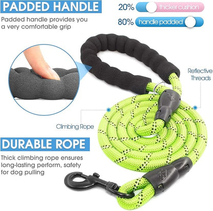 BAAPET 2/4/5/6 FT Dog Leash with Comfortable Padded Handle and Highly Reflective Threads for Small Medium and Large Dogs (6FT-1/2'', Green)