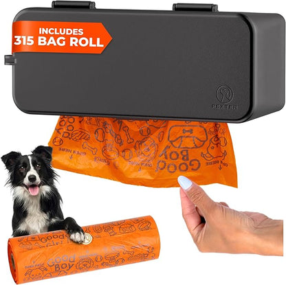 Large Roll Poop Bag Dispenser - Dog Poop Bag Dispenser Wall Mount - Dog Waste Station for Outdoor or Indoor Use - Pet Waste Station - Includes 315 Dog Waste Bags (Black)